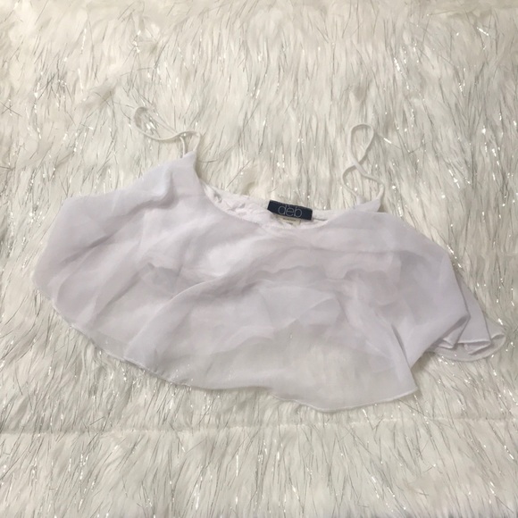 Flowy sheer white crop with spaghetti straps - Picture 2 of 3